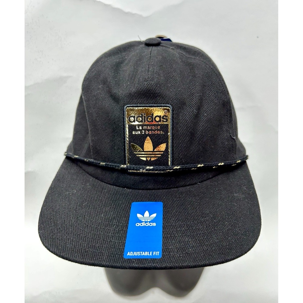 ADIDAS UNISEX 5 PANEL LIMITED MENS STRAPBACK HAT BLACK GOLD METALLIC NEW (Y2)